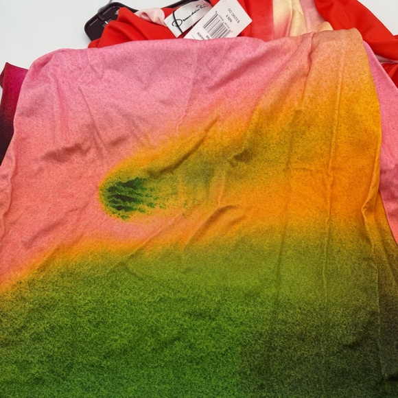 NEW NWT Oscar De La Renta Draped Abstract Vermilion Watercolor Midi Dress PS25 - Picture 11 of 14